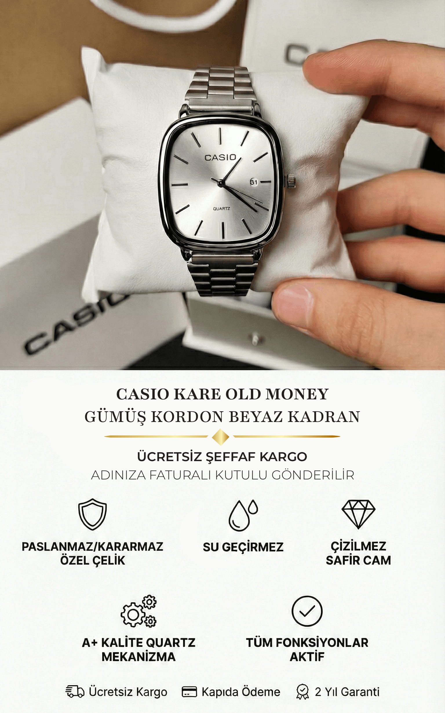 Casio Old Money Kare Beyaz